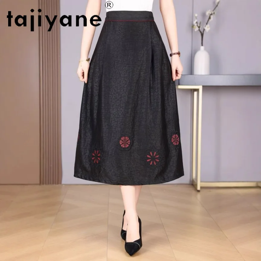 TAJIYANE 100% Mulberry Silk Women's Skirts High Quality Xiangyun Sha Midi Skirt Summer A-Line Skirts New Woman Clothes 2026 юбка