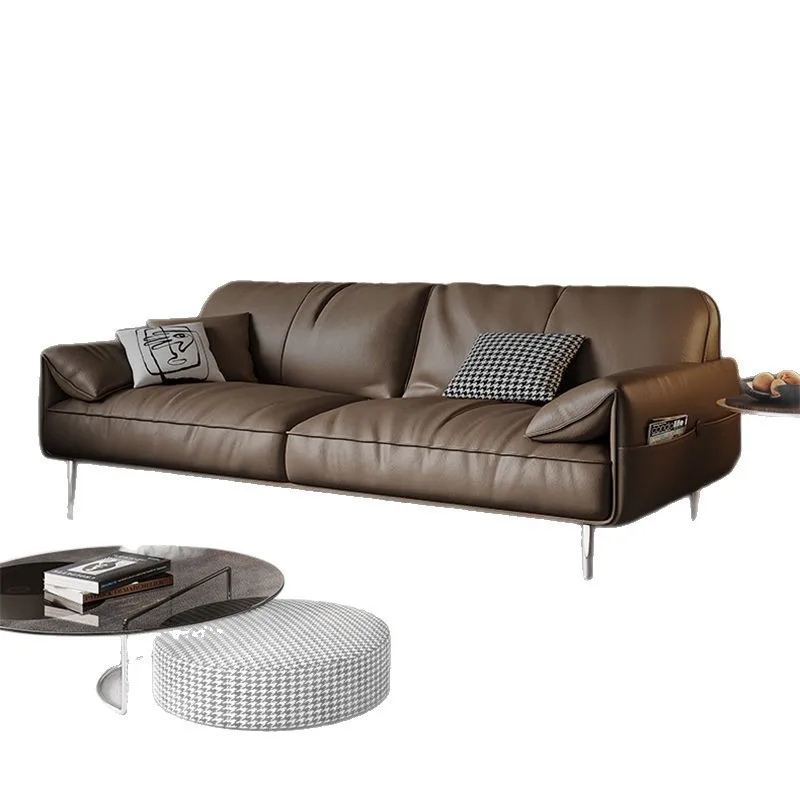 

Office Sofa Leather Simple Business Reception Room Meeting Area Leisure Office Sofa Coffee Table Combination Three People