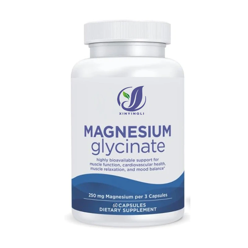 

Magnesium glycinate capsules, odorless, 250mg magnesium per serving - muscle support - non GMO