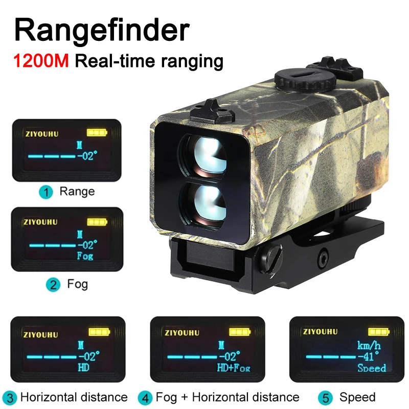 ZIYOUHU-Tactical Real-Time Laser Rangefinder, Mount on Rifle Shooting, Distance Speed Measurement for Outdoor Hunting, 700m