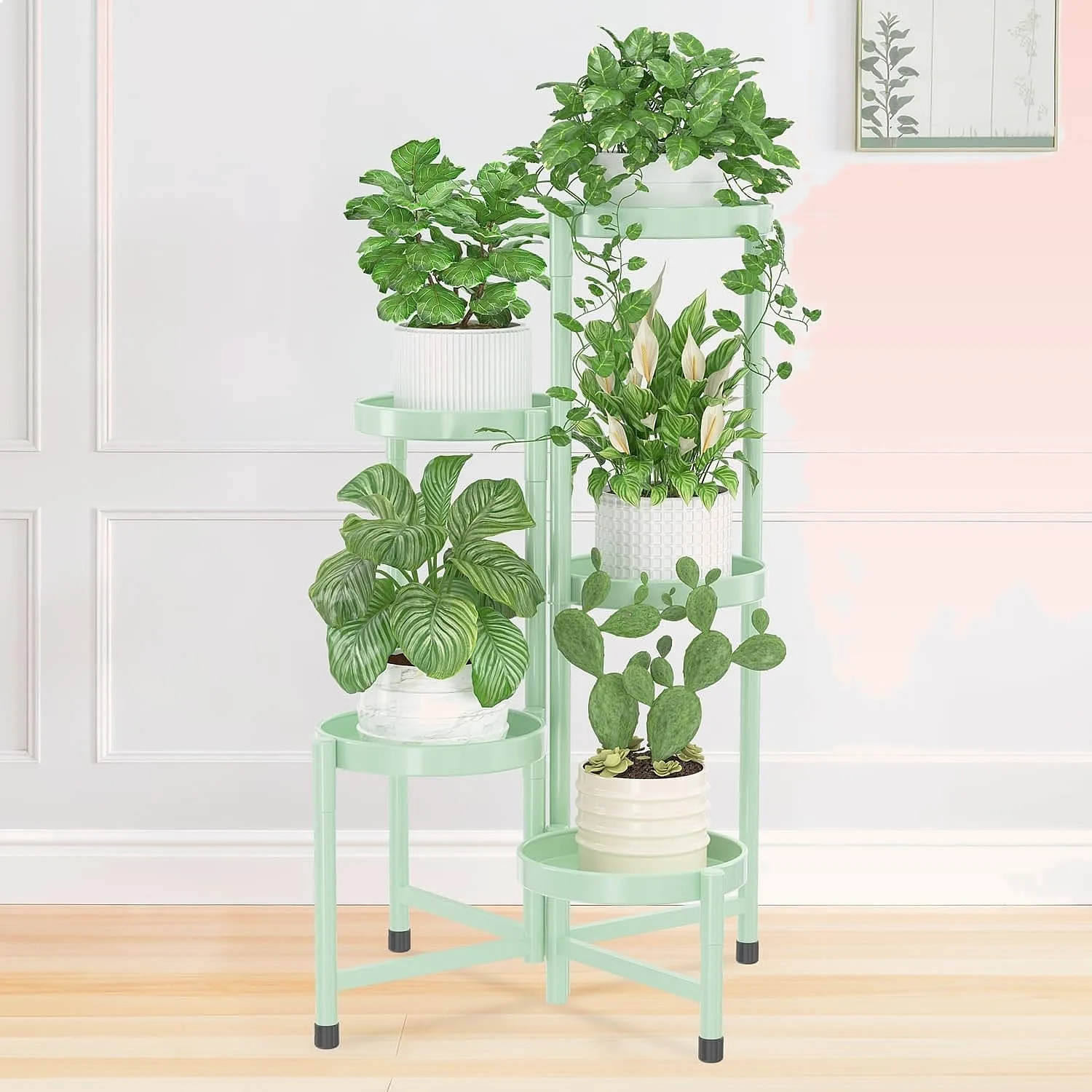 iDavosic.ly 5 Tier Corner Plant Stand Metal Flower Display Indoor Outdoor