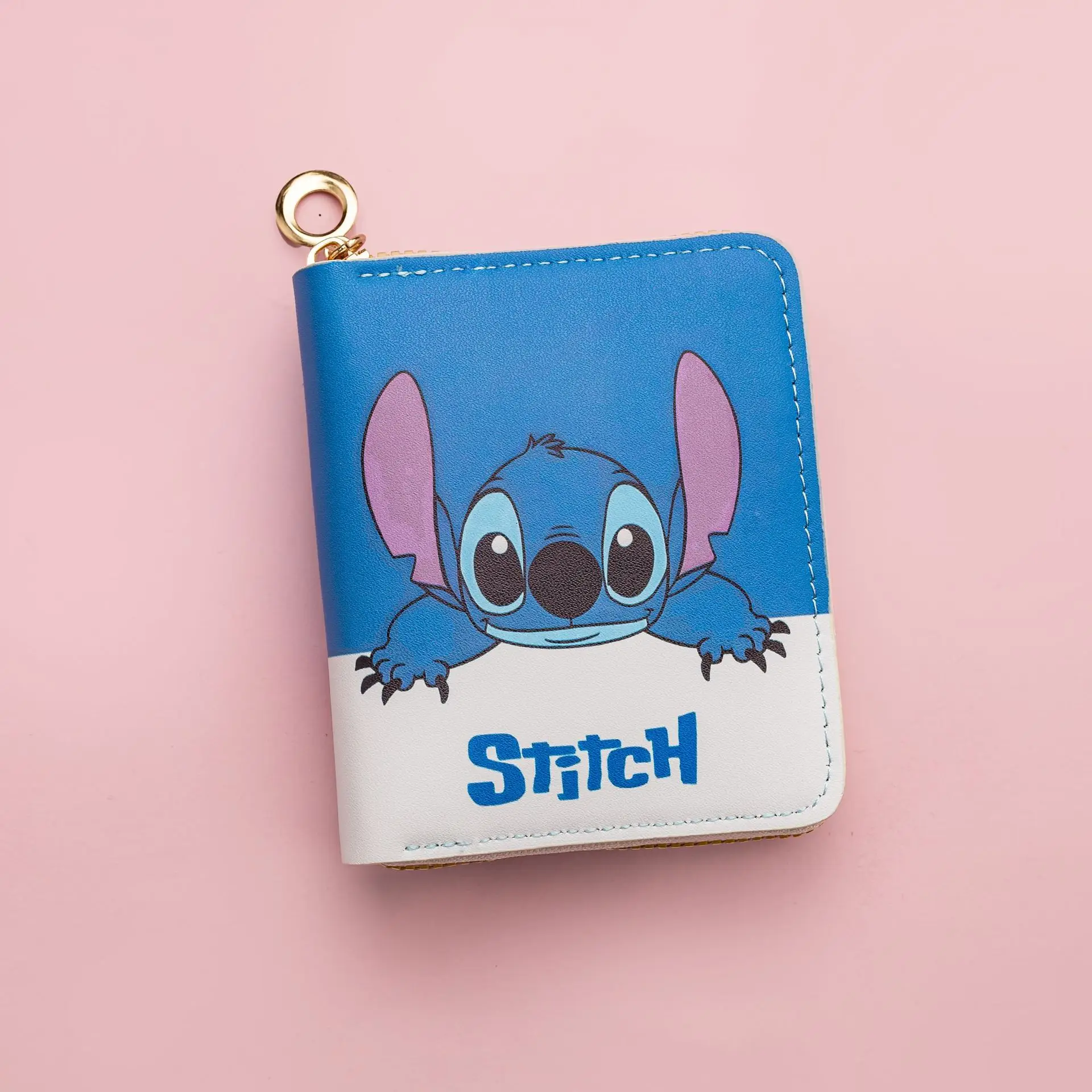 Cartera de Anime Disney Stitch, Mini monedero con cremallera y tarjetero, cremallera en capas, diseño de muñeca de dibujos animados, bolsa de viaje, juguetes, regalos
