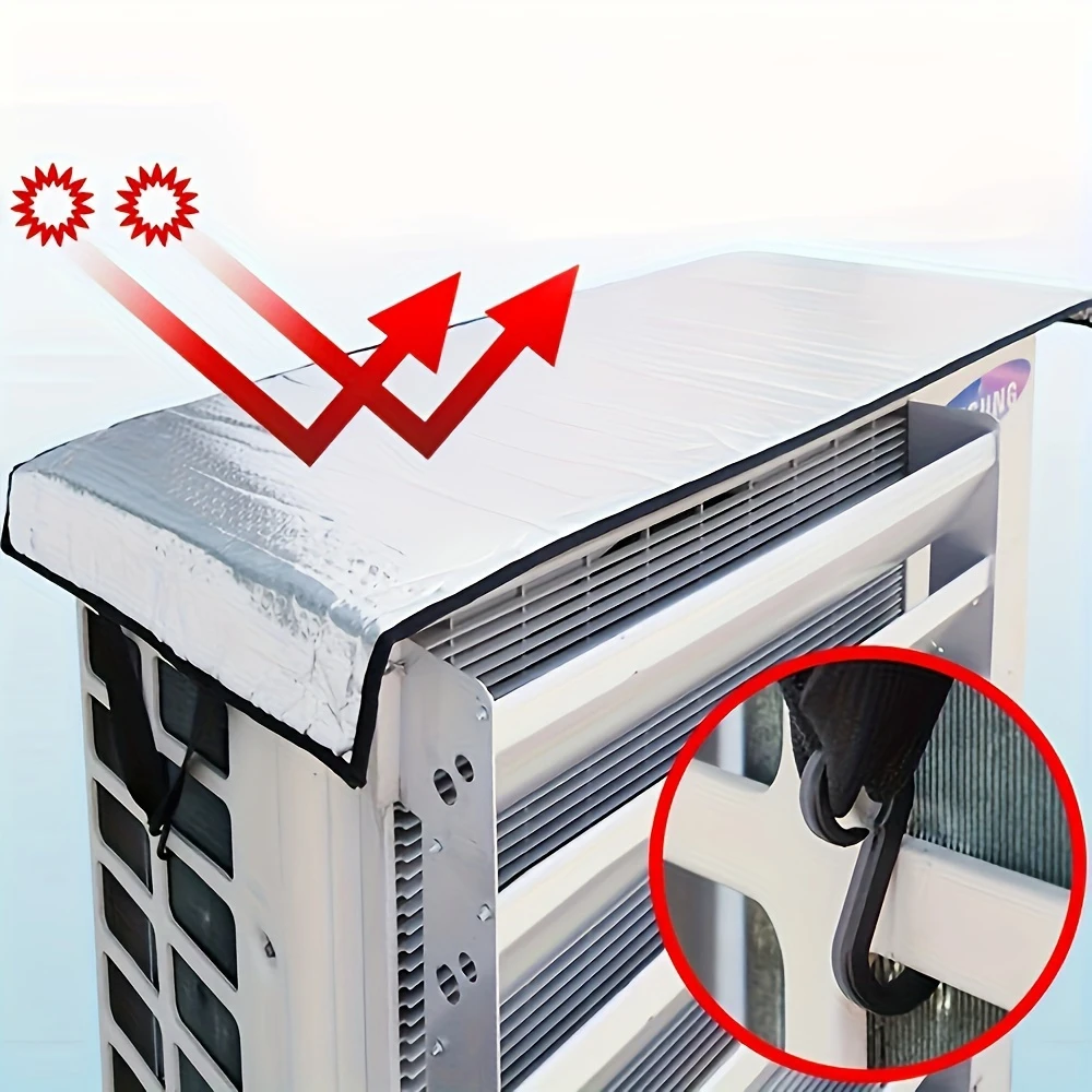 Housse de protection pour climatiseur extérieur domestique 95x46cm, en métal d'étain lourd avec fonction anti-pluie, résistante au soleil et à la poussière