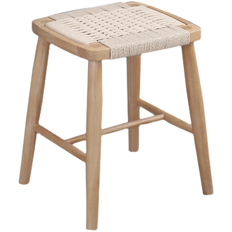 

Home restaurant B & B, solid wood braided rope dining chair stool