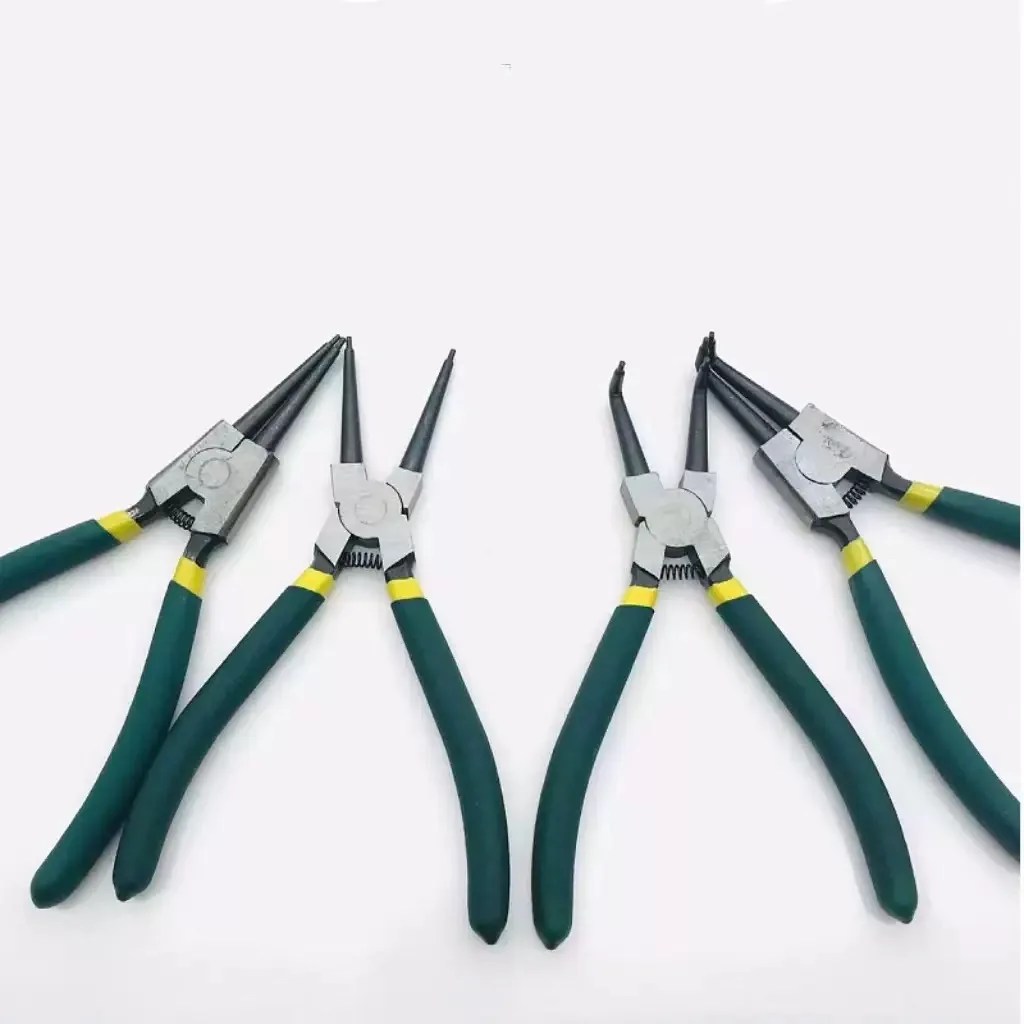 4Pcs Circlip Plier Set 7'' Long Nose Plier Staight Bent Plier Inner Outer Staight Bent Plier Retaining Snap Ring Remover Tool