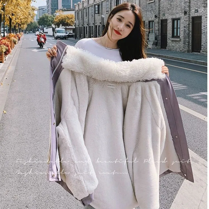 2025ฤดูหนาวใหม่ผู้หญิงขนแกะหนาHigh-Endรู้สึกผ้าฝ้ายเบาะStreetwear Niche Designเกาหลีสไตล์