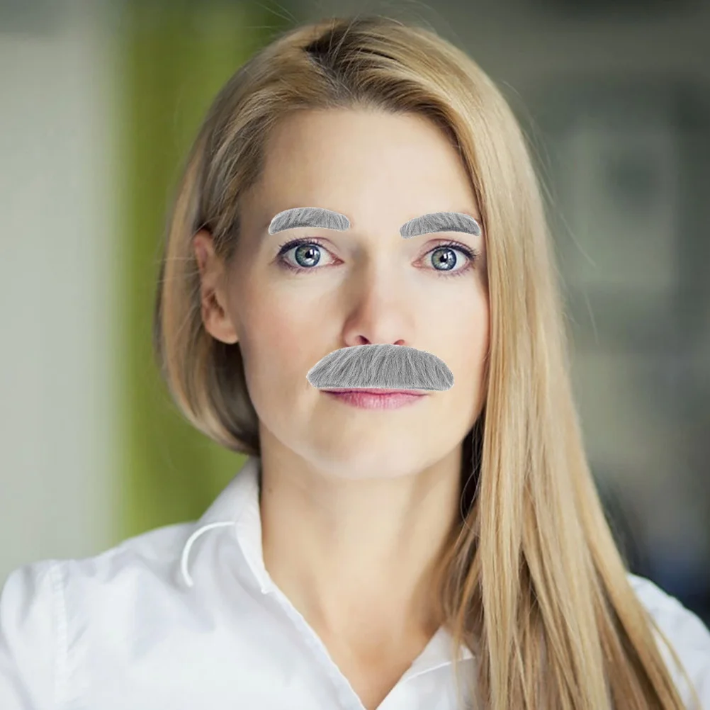 

5Sets Realistic Self-Adhesive Fake Beard and Mustache Cosplay Kit Halloween Party Costume Old Man Scientist Look