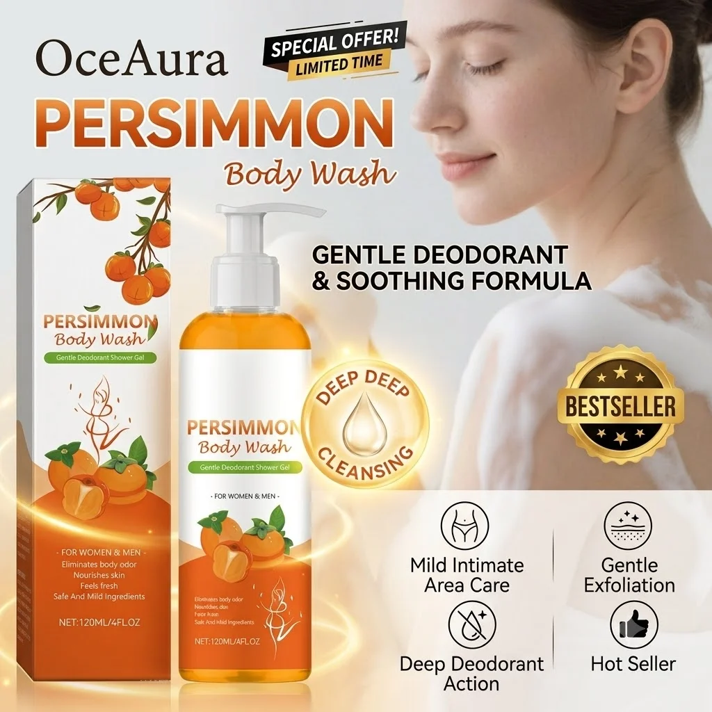 120ml Persimmon Body Wash Gentle Deodorant Shower Gel Citrus Extract Moisturizing Cleanser Refreshing Skin Care Liquid
