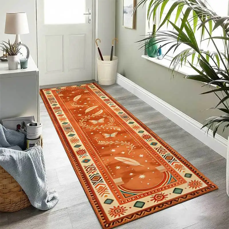 Vibrant Moroccan‑Inspired Tile Floor Runner Mat  Multi‑Cultural Mandala Patchwork Art Decor Rug for Indoor Home Space