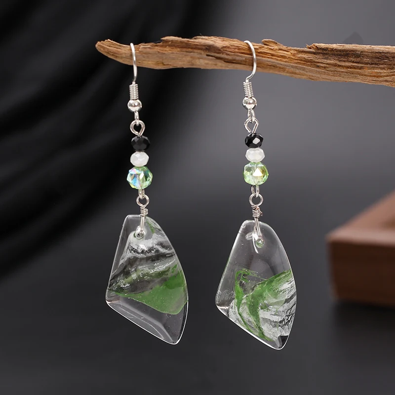 Transparente Tropfenohrringe für Damen, luxuriöse Kristall-Handarbeit, kunstvoll verflochtenes Design, Vintage, geometrische, unregelmäßige Form, Schmuck für den täglichen Gebrauch. – Detail 15