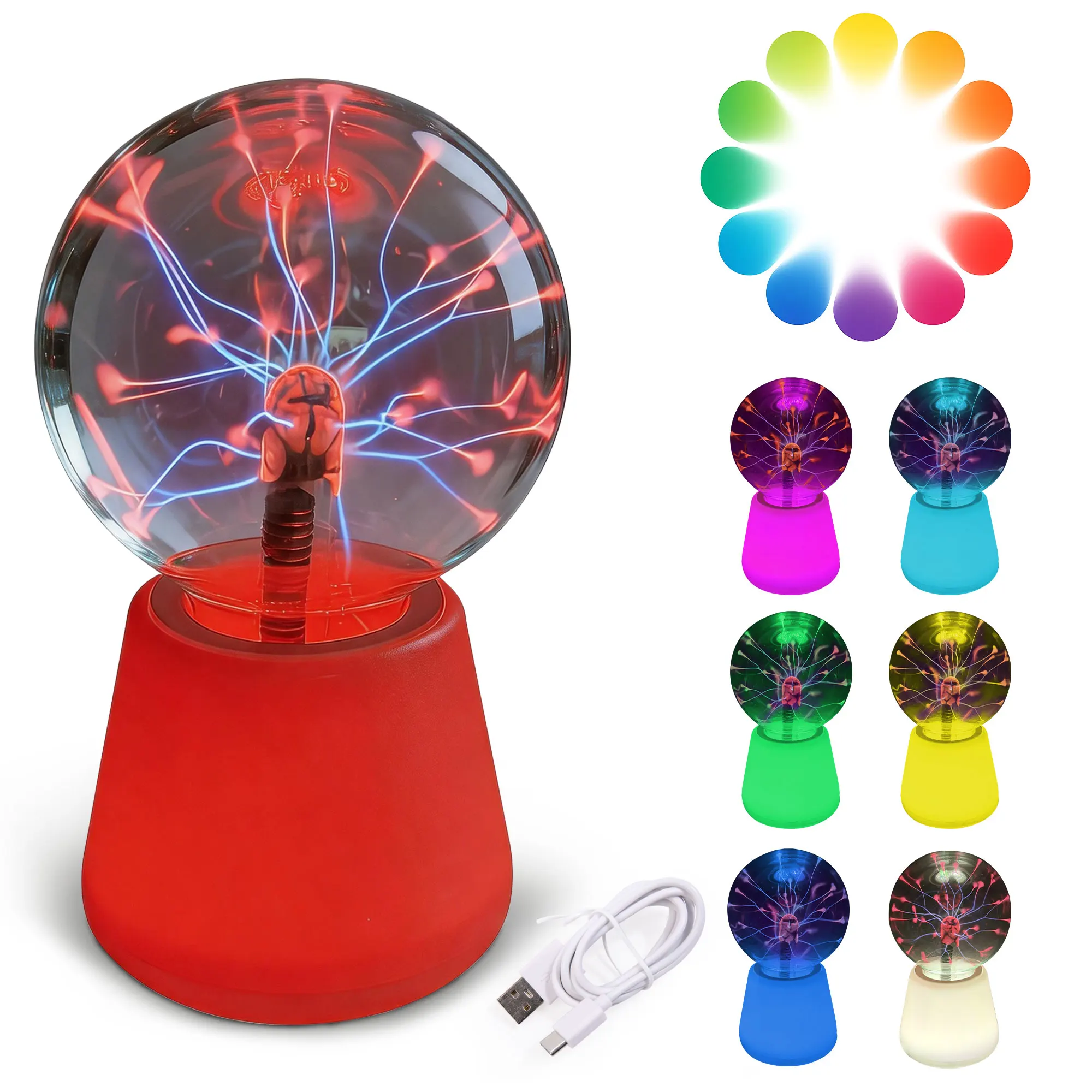 Plasma Ball Lamp Interactive Touch Lightning Globe USB Powered, Lightning Effect, Fun Lamp, USB Power Source, Interactive Globe