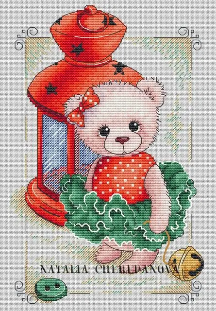 Embroidery Cross Stitch Kits Craft DIY Needlework Cotton Canvas Pong skirt teddy bear 24-32 32CT 28CT Metallic aida