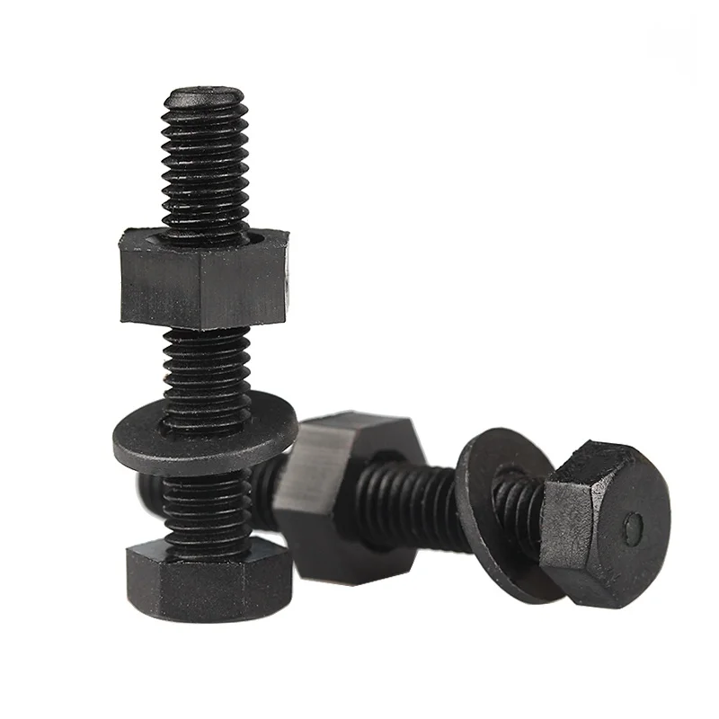 M3 M4 M5 M6 M8 M10 M12 الأسود النايلون الخارجي سداسية مسامير المكسرات غسالات متري الخيوط البلاستيك معزول البراغي مجموعة