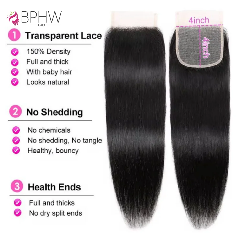 12A Peruvian Straight Hair Lace Closure Free Part 4x4 Remy Human Hair Closure 4x4 HD Lace Closure Natural Color Wholesale Hair