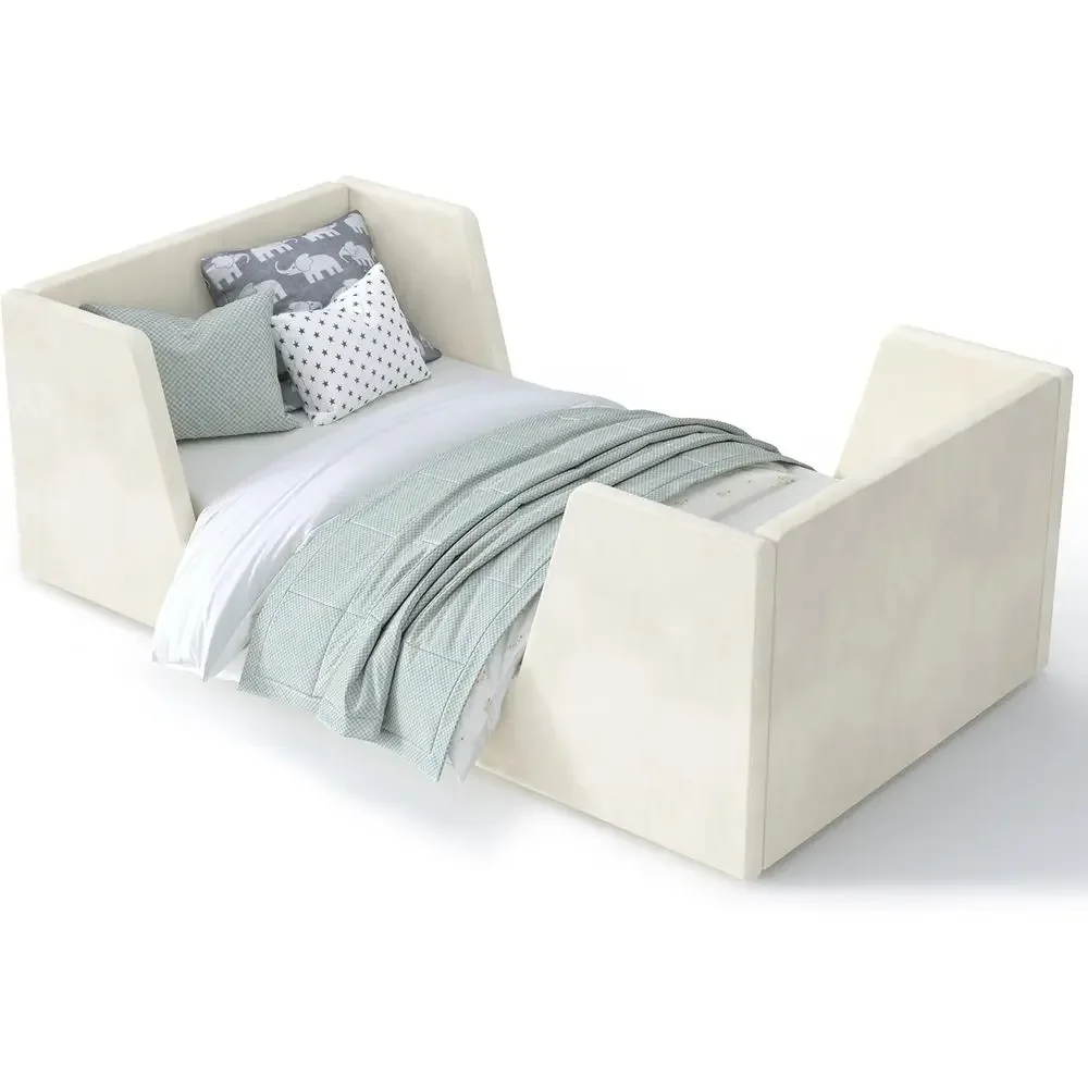 

Toddler Beds with Guard Rails for Ages 2-6, Suitable for Kids, Small Beds for Boys and Girls, Certified Fabric Beds