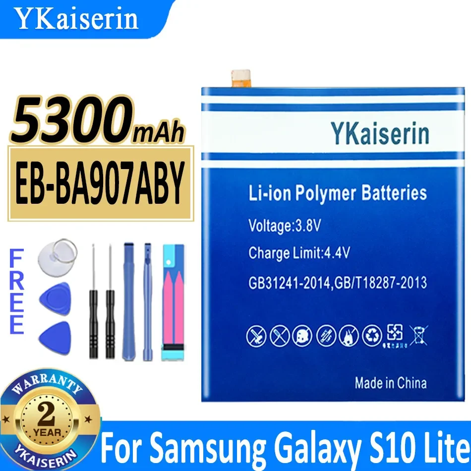 YKaiserin Battery EB-BA907ABY Replacement For Samsung Galaxy S10 Lite S10Lite 5300mAh Phone Batteries