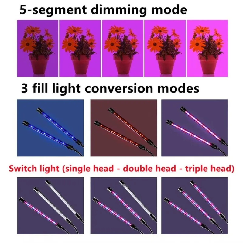 フルスペクトルUSB LEDグローライト,4ヘッド,5V,花,種子,屋内成長ボックス