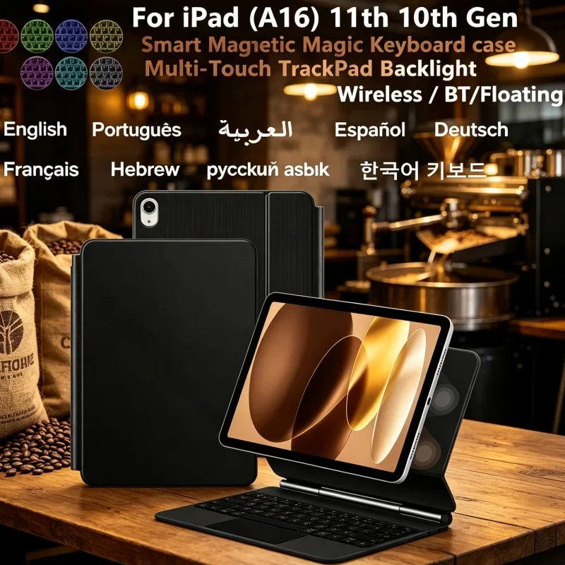 Keyboard Case for iPad A16 2025 11th 7 Color Backlight for iPad 10th 10.9 Multi Language Layout BT
