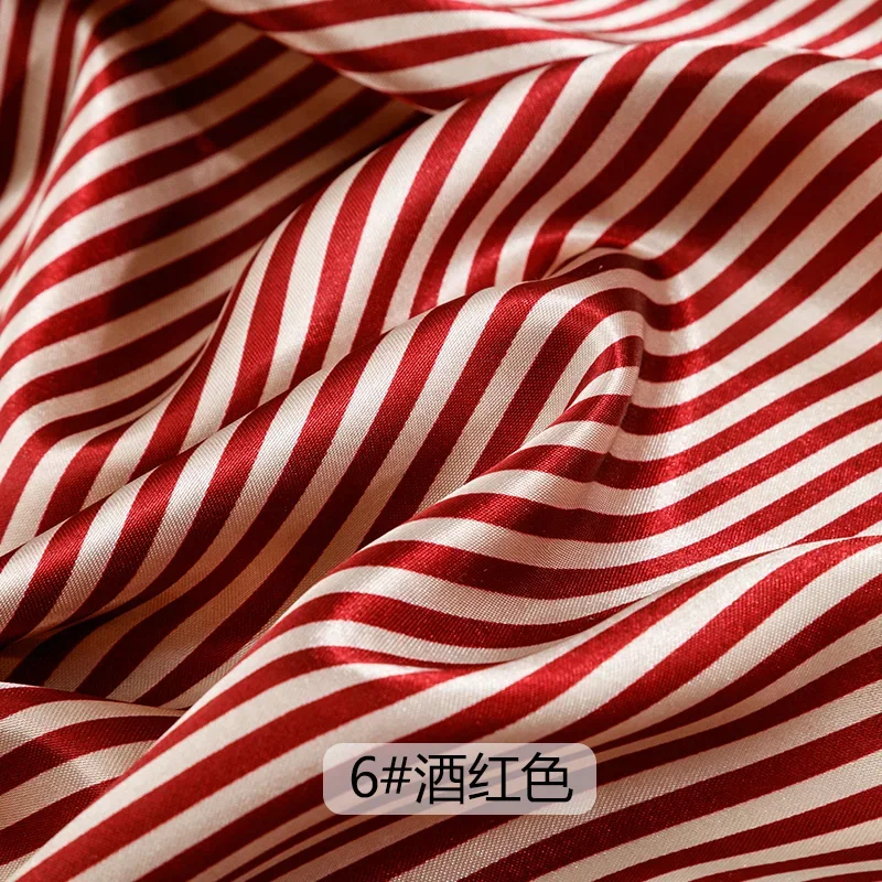 Vintage Sewing Fabric Striped Printed Fabric Satin For Pajamas Dress And Packaging Decoration T114