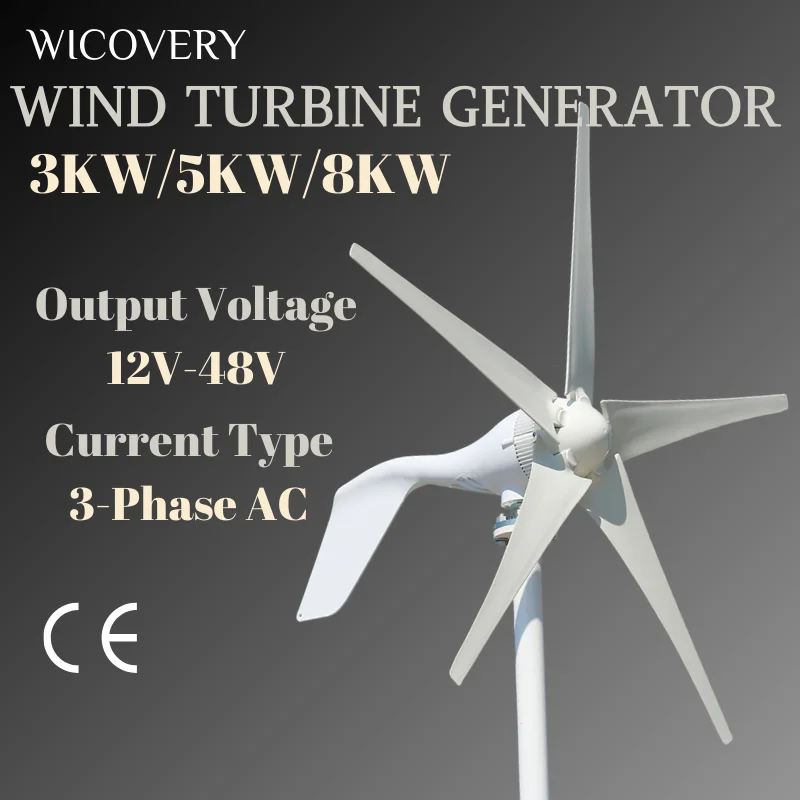 High Power 8KW Residential Wind Turbine 3kw 5kw Camping Windmill 12v 24v 48v Fan Free Energy Magnetic Home Appliance Generators