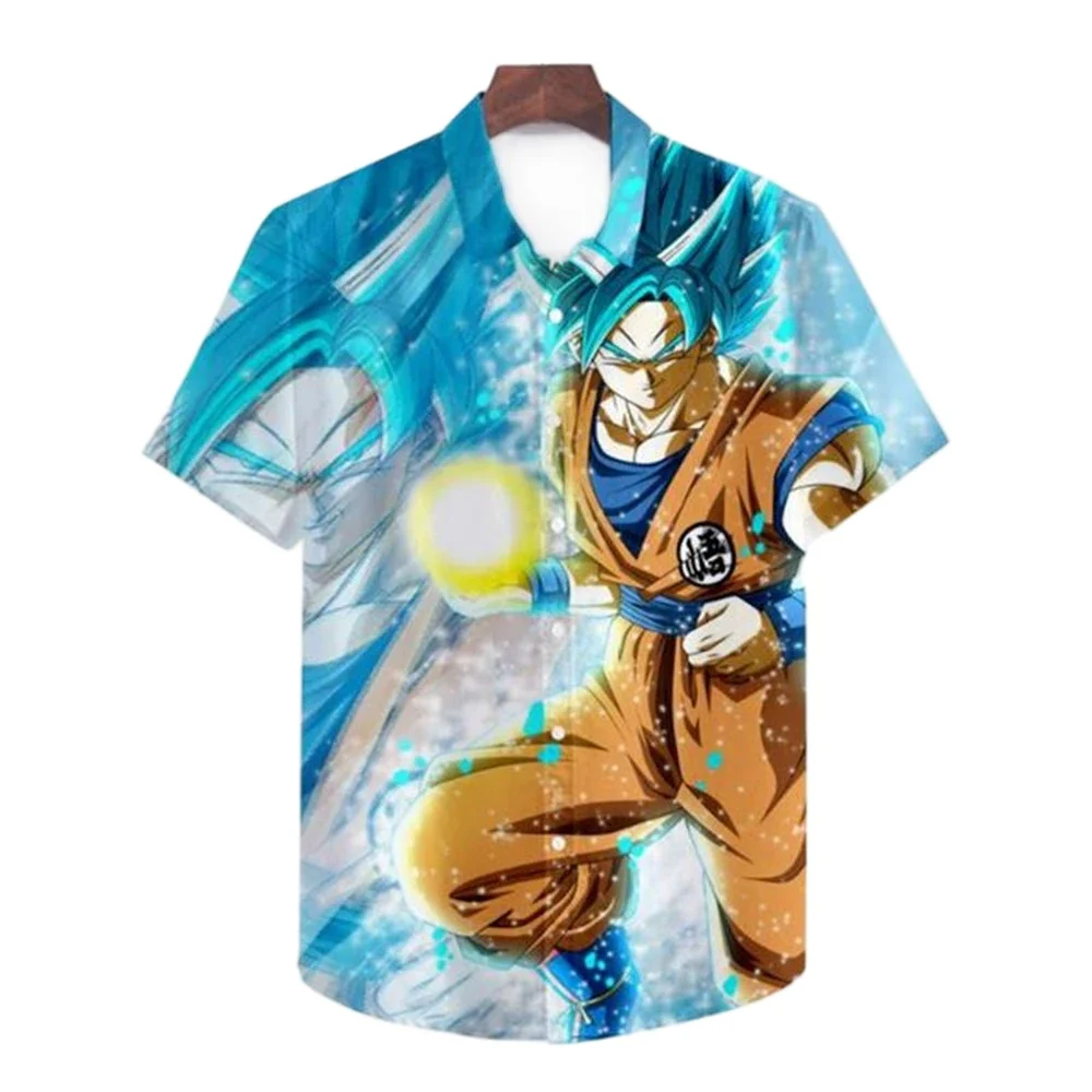 Men's Fashion Dragon Ball Shirt Men Vegeta Shirt Summer Super Saiyan Hawaiian Tops