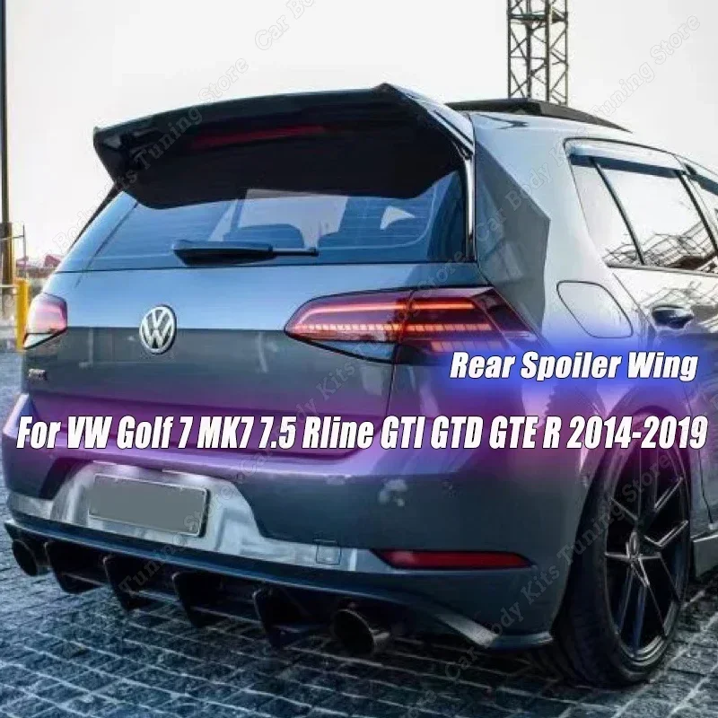 Gloss Black Car Rear Roof Trunk Spoiler Wing for Volkswagen Golf 7 MK7 7.5 Rline GTI GTD GTE R 2014-2019 Exterior Accessories