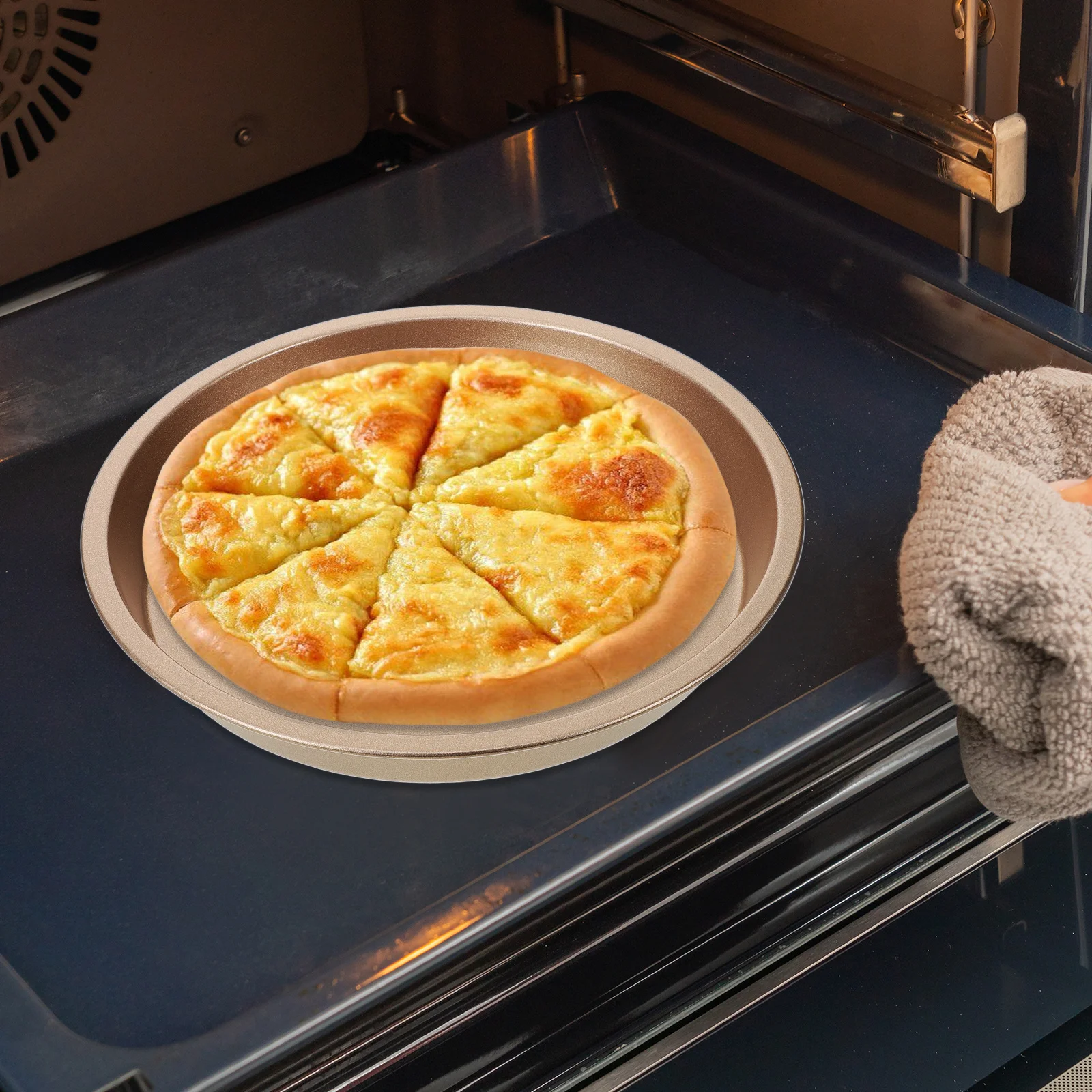 

Carbon Steel Pizza Pan Nonstick Round Oven Baking Tray Ideal for Baking Tools Metal Pie Pan