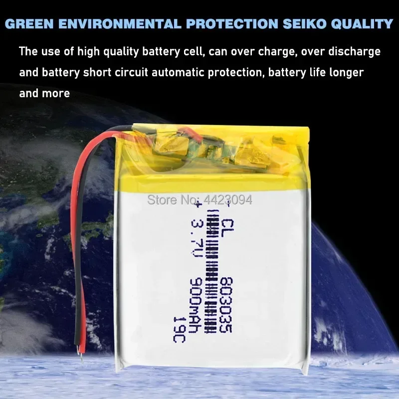 بطارية ليثيوم بوليمر 900 مللي أمبير 3.7 فولت 803035   مكبرات صوت MP3 للمنزل الذكي بطارية ليثيوم أيون لأجهزة dvr، GPS، mp3، mp4، mp5 بنك الطاقة، مكبر الصوت