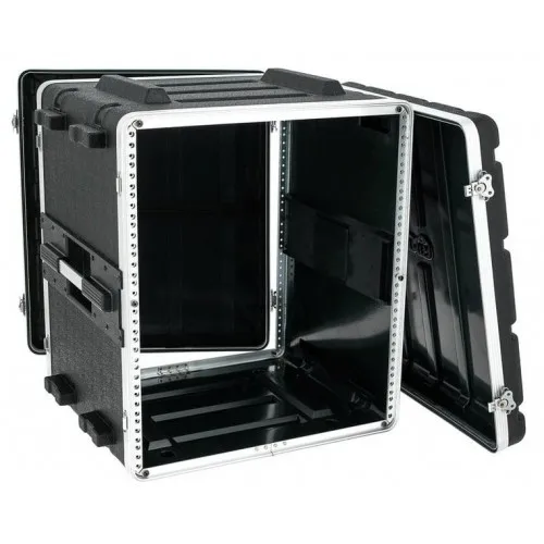12U ABS Rack Case, 17 inch/432mm Depth Audio Flight Case, Heavy Duty with Wheel Board, for DJ PA Gear Amplifiers and Preamps