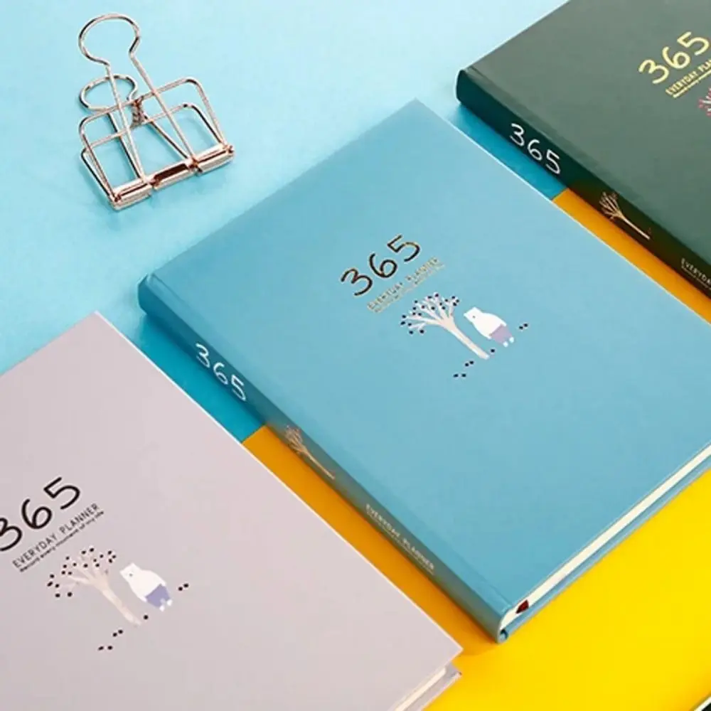 الغلاف الصلب 365 يوم مخطط فتح 180 درجة الشريط الإشارات المرجعية مذكرات شخصية صفحات فارغة سمكا ورقة دفتر جدول الأعمال العمل