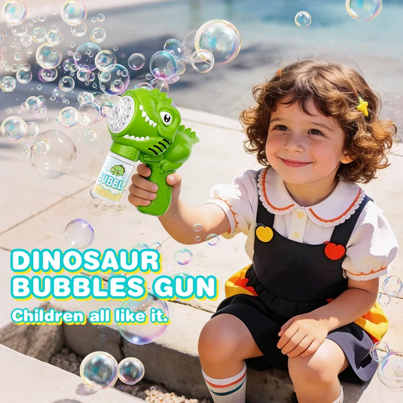 Dinosaur Bubble Gun Animals Shape Soap Bubble Blower Maker with Light Bubble Machine Outdoor Toys for Boys Girls Birthday Gift