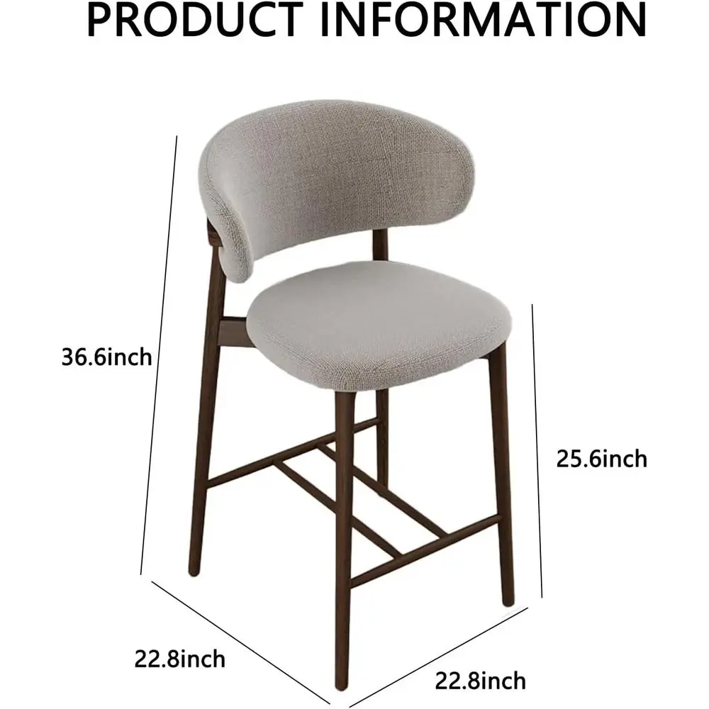 2 Century Walnut Dining Chairs, Wood Arm Beige Fabric Kitchen Cafe Living Room Decor Furniture with Open Back Wooden Side Chairs view 2
