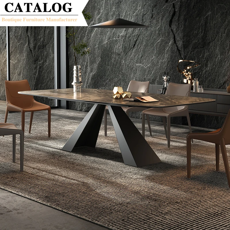 Modern Luxury Italian Style Tables Rectangular Square Dining Table Set 6 8 Seater Dining Tables