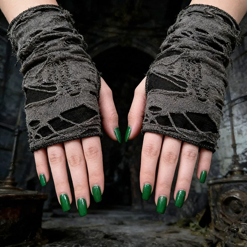 

Unisex Gothic Black Gloves Fingerless Long Glove For Women Men Sexy Festival Gloves Mittens Clubwear Dance Cosplay Accessories