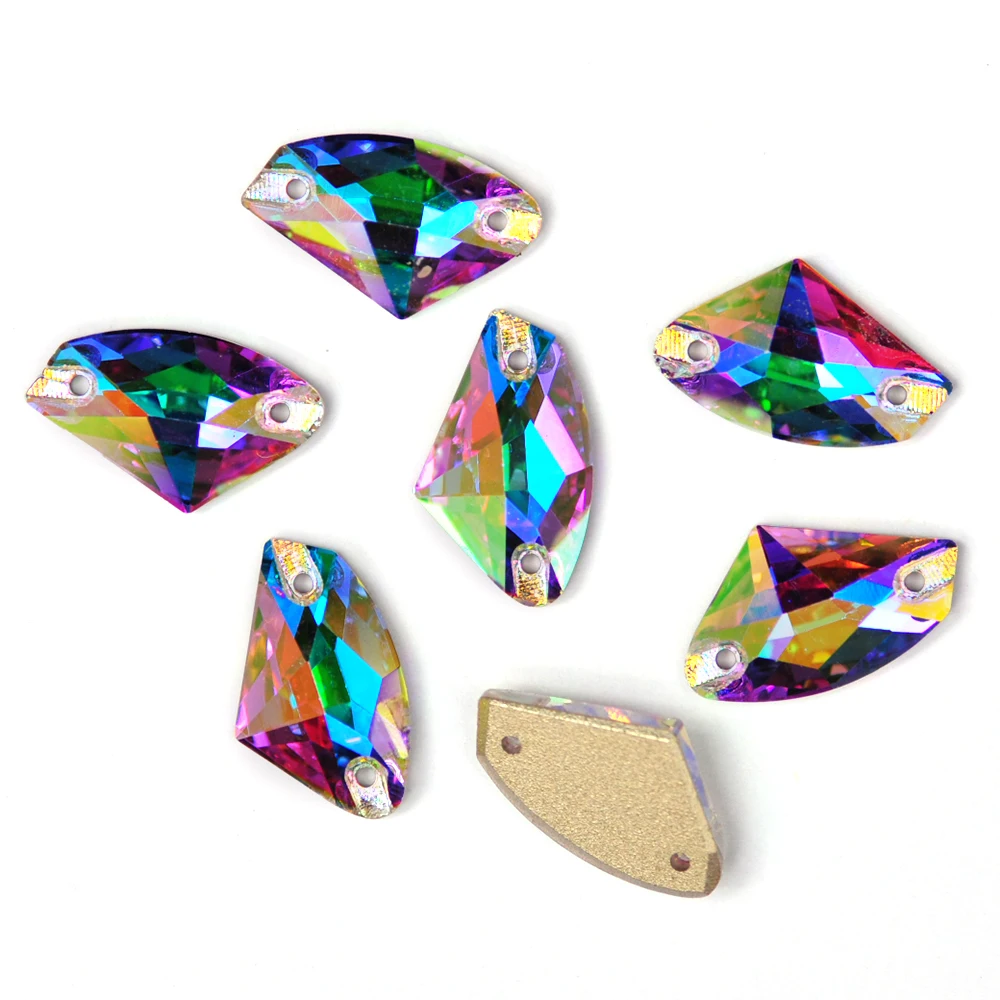 Pubrilex Galactic 9x14mm 12x19mm AB-beschichtete Aufnähsteine, Glitzer-Glas-Nähkristalle für Kleidungsstücke und Accessoires – Detail 10