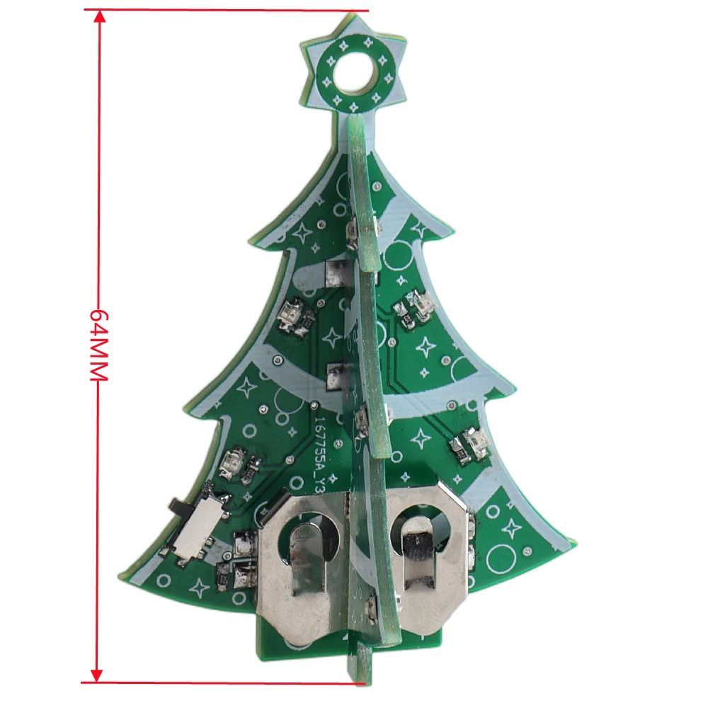 Small Size PCB 3D Christmas Tree SMT LED RGB Blinking  Solder Kit  Flashing LEDs DIY Electronics Project