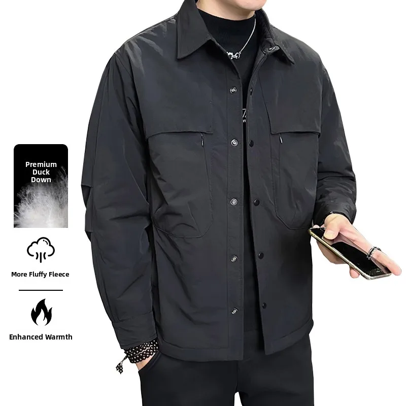 

Duje Men's Faionable Workwear Sle down Jaet Collared 2025 Autumn Winter Warm Casual Loose Fit Regular Length