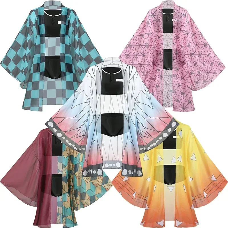 SN66 Bilibili Demon Slayer Swimsuit Kochou Shinobu Kamado Tanjirou Nezuko Cosplay Costume Kimono Sexy Bikini Beach SwimwearW & C