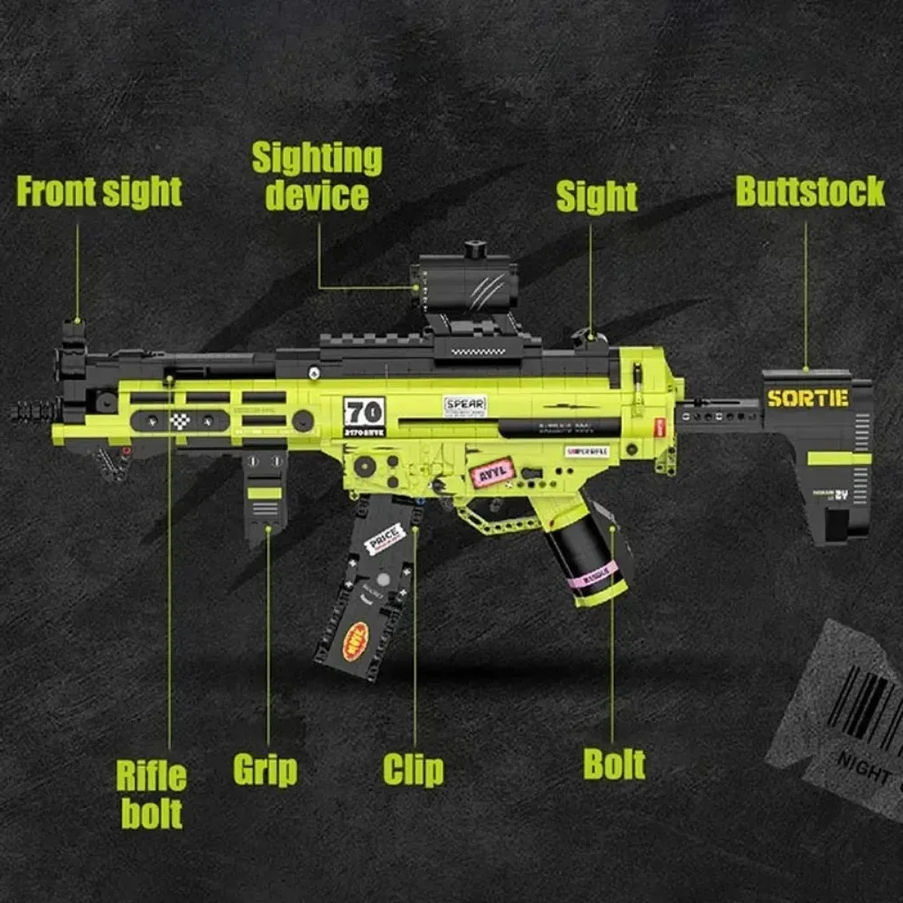 Military Building Blocks MP5 Assault Rifle Model Submachine Gun Toy Assembled Bricks Toy Christmas Gifts for Adults