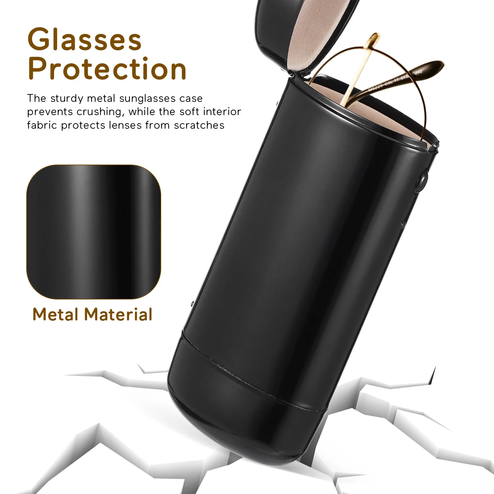 حافظة نظارات معدنية أسطوانية أنيقة مقاومة للصدمات، مثالية لتخزين أقلام النظارات وفرش المكياج أثناء التنقل #5