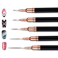 5Pcs Professional Nail Paint Liner Brush Set Small Polish Design Technique Fine Line Stripe Brushes for Nail Art Detailing