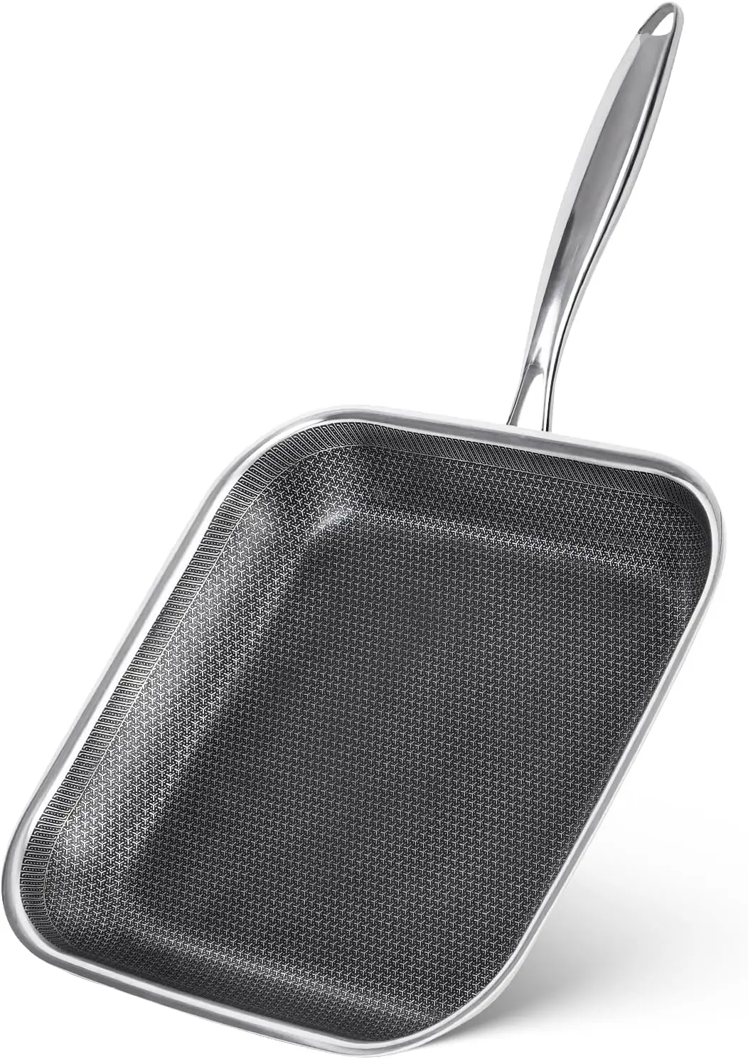 

12 Inch Square Nonstick Frying Pan, Stainless Steel Skillet for All Stoves, Oven Safe