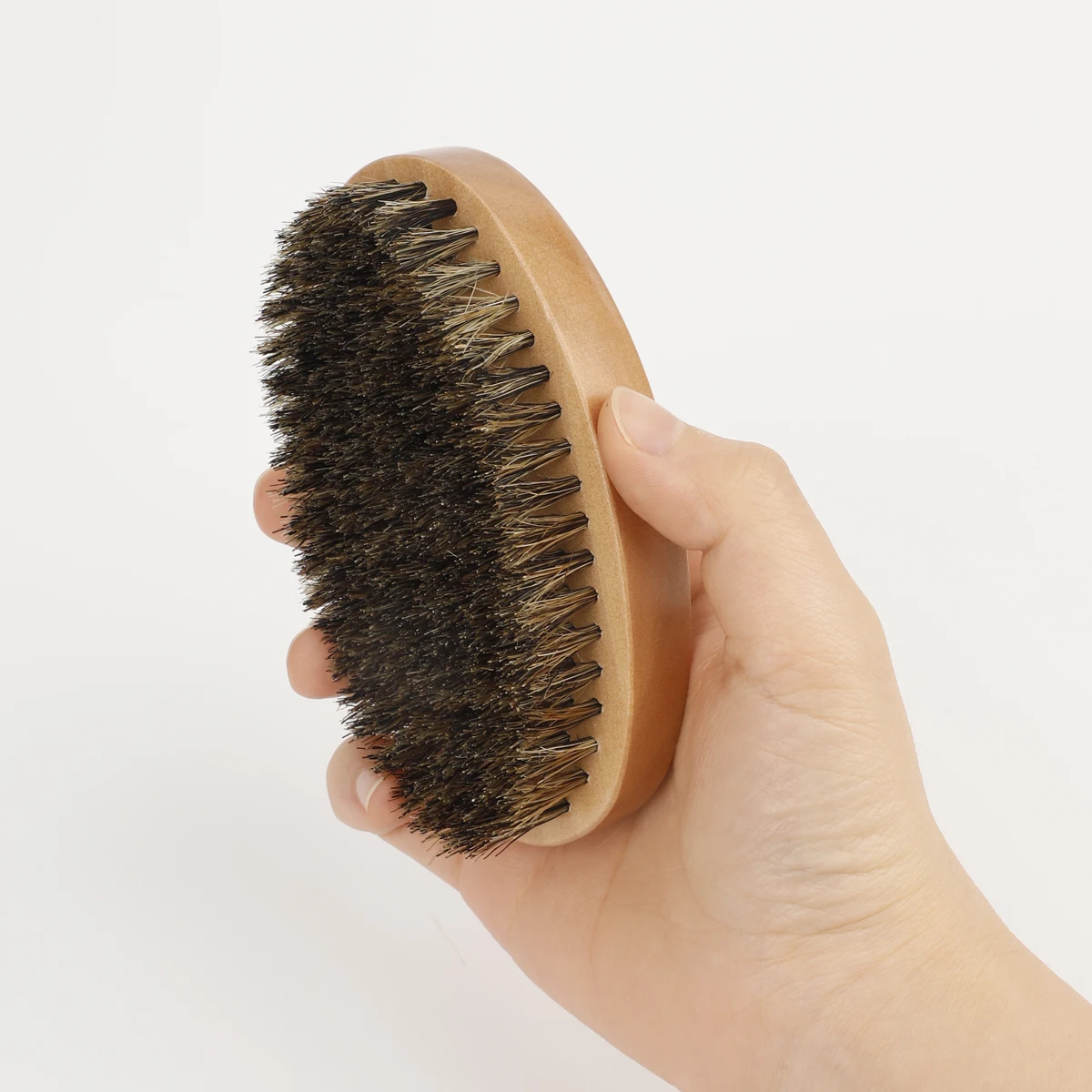 Rasierpinsel-Set für Herren, Wildschweinborsten, tragbarer Friseur, natürlicher Bartbürste, Kamm, Schere für die Gesichtsreinigung, Styling-Werkzeug