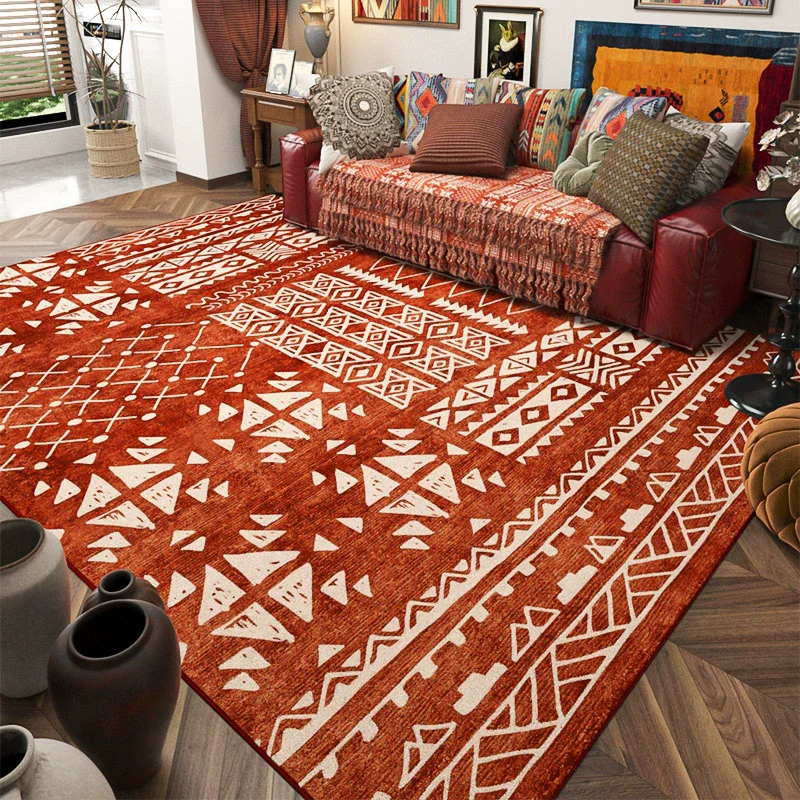 Vintage Ethnic Style Carpet For Living Room Home American Persian Bedroom Rug Soft Short Velvet Floor Mat Sofa Table Area Rug