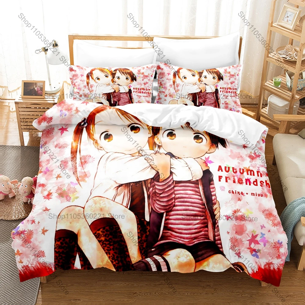 Ichigo Mashimaro Bedding Set Duvet Cover + 2 Pillowcases Cute Strawberry Marshmallow Slice of Life Anime Bedroom Decor