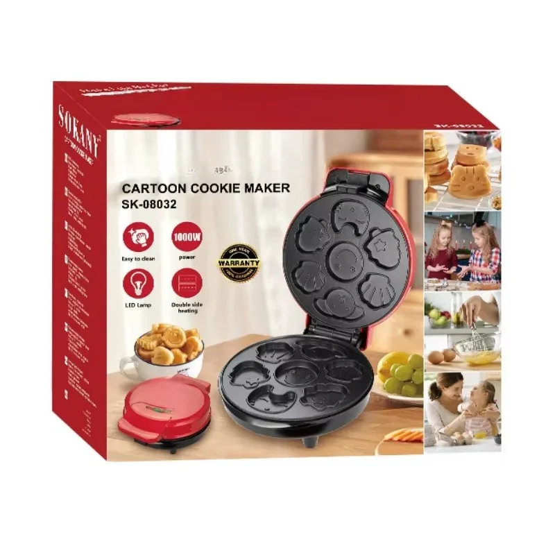 Pembuat wafel peralatan dapur, pembuat wafel elektrik Mini, untuk rumah 7 lubang, pembuat kue Crepe untuk anak-anak