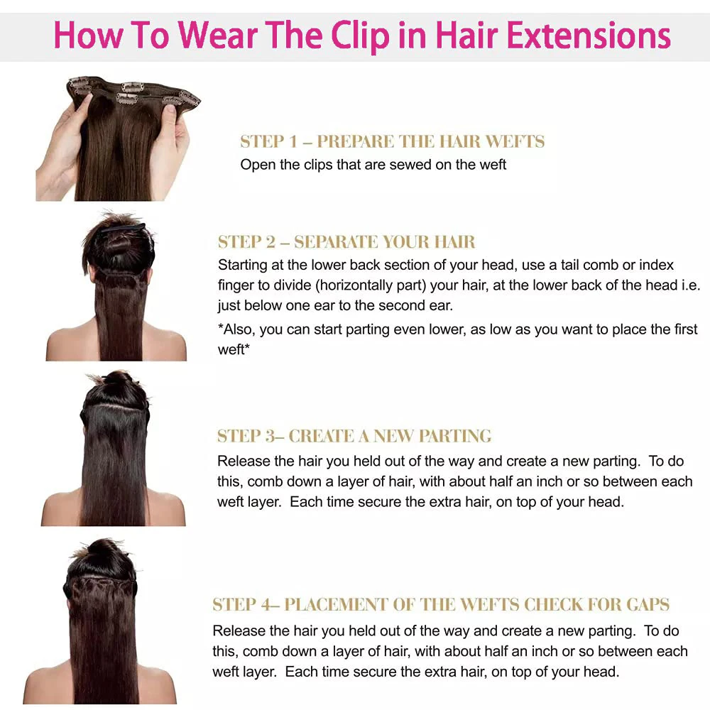 كليب في وصلات الشعر شعر بشري حقيقي بني داكن قسط الشعر البشري كليب في ملحقات وصلات شعر مستقيمة 8 قطعة كليب Ins #6