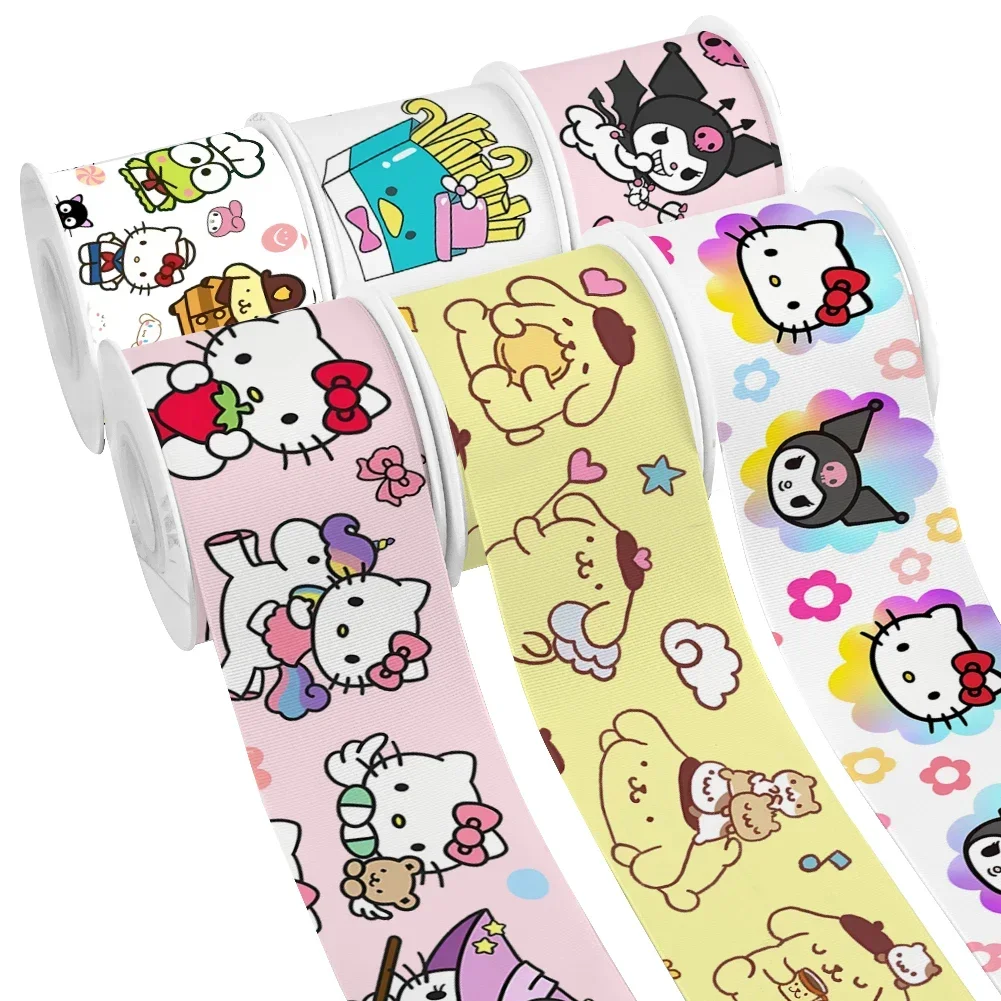 Sanrio Hello Kitty Designs Character 10yards Printed Grosgrain Ribbon for DIY Girl Headwear Bows Satin Ribbon