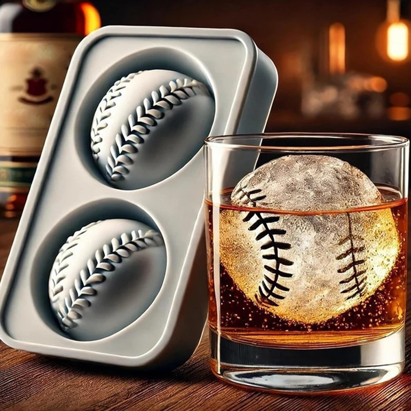 

2026 Creative Baseball Shaped Ice Cube Mold Home Kitchen Ice Cube Tool Easy To Demold Reusable Making Cocktails/summer Drinks