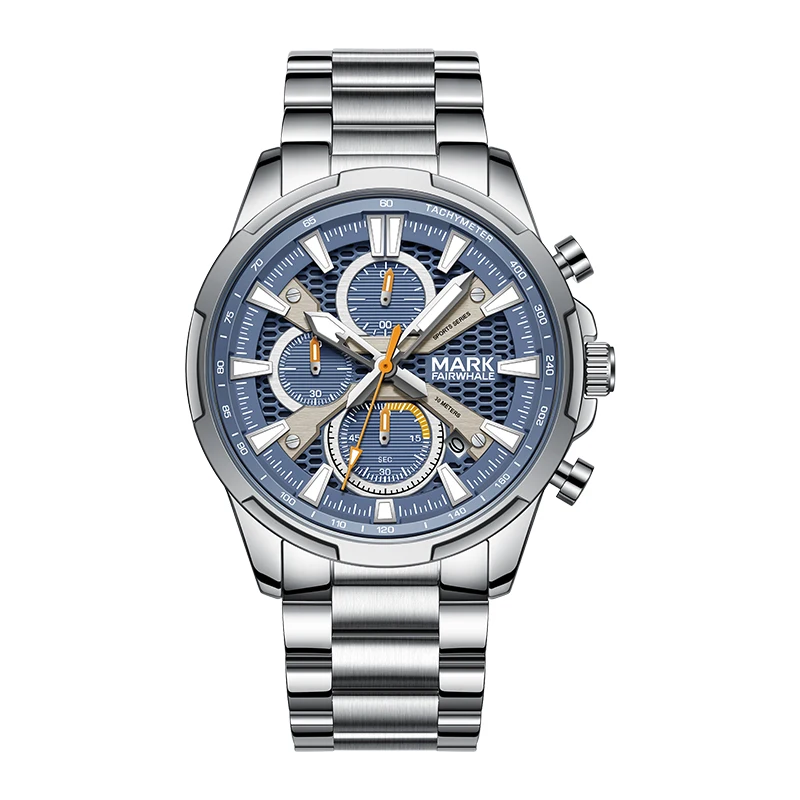 

Mark Fairwhale 5032 Business Men's Watch Quartz Stainless Steel Chronograph Calendar Luxury Men's Exquisite Watch reloj hombre